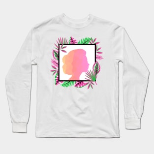 PRETTY Woman Pink Beauty Portrait Long Sleeve T-Shirt